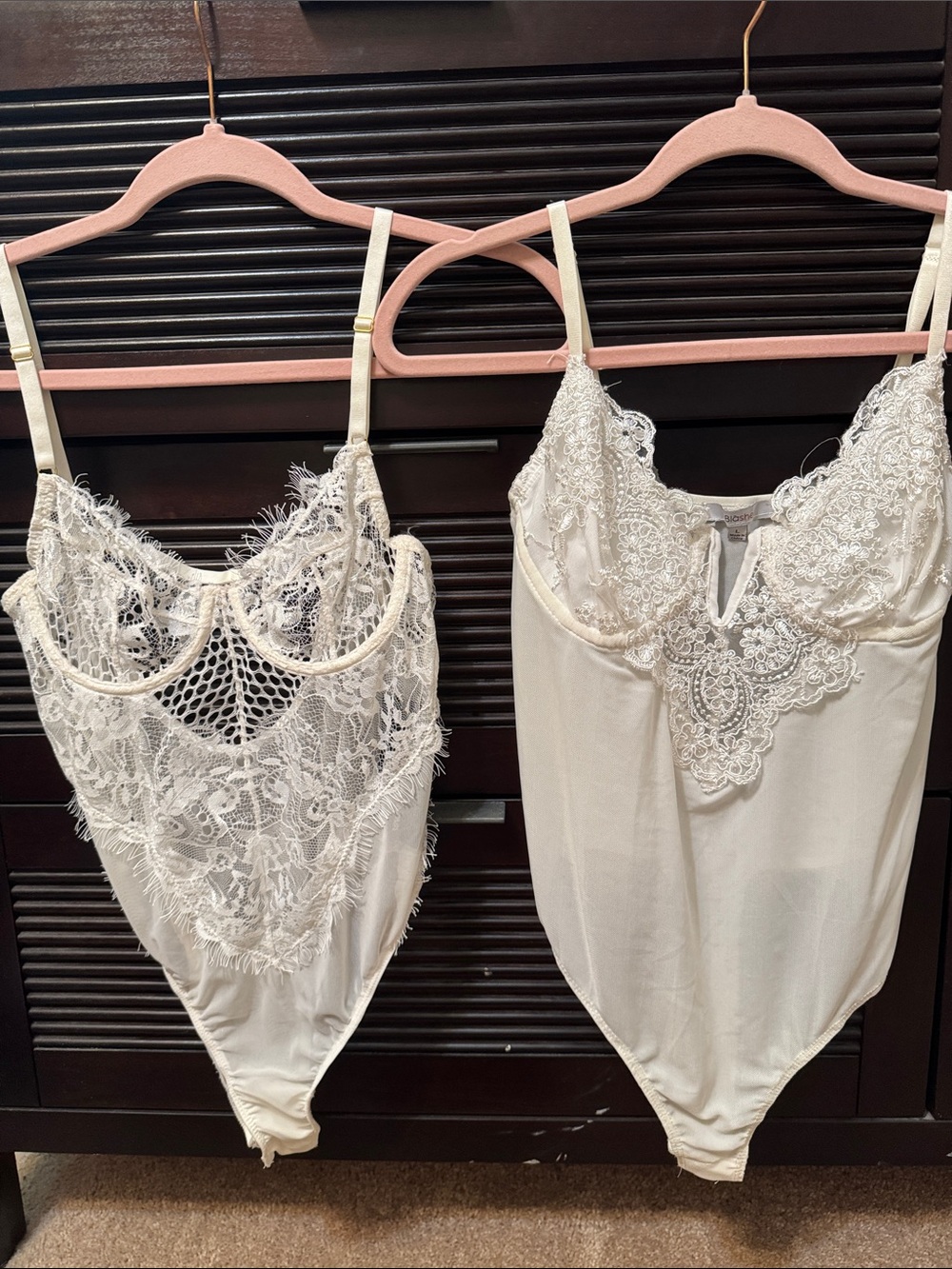 Fashion Nova Cream Lace & Crochet Bodysuit Duo